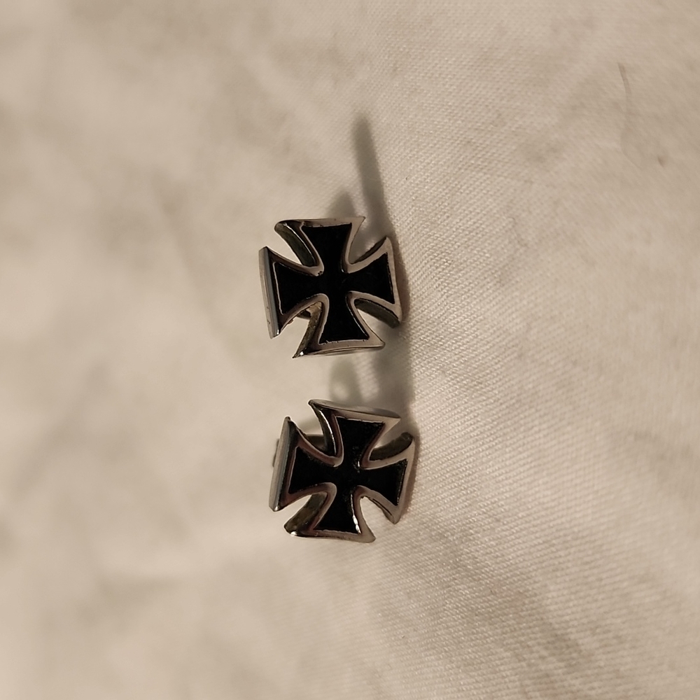 Mens iron cross earrings